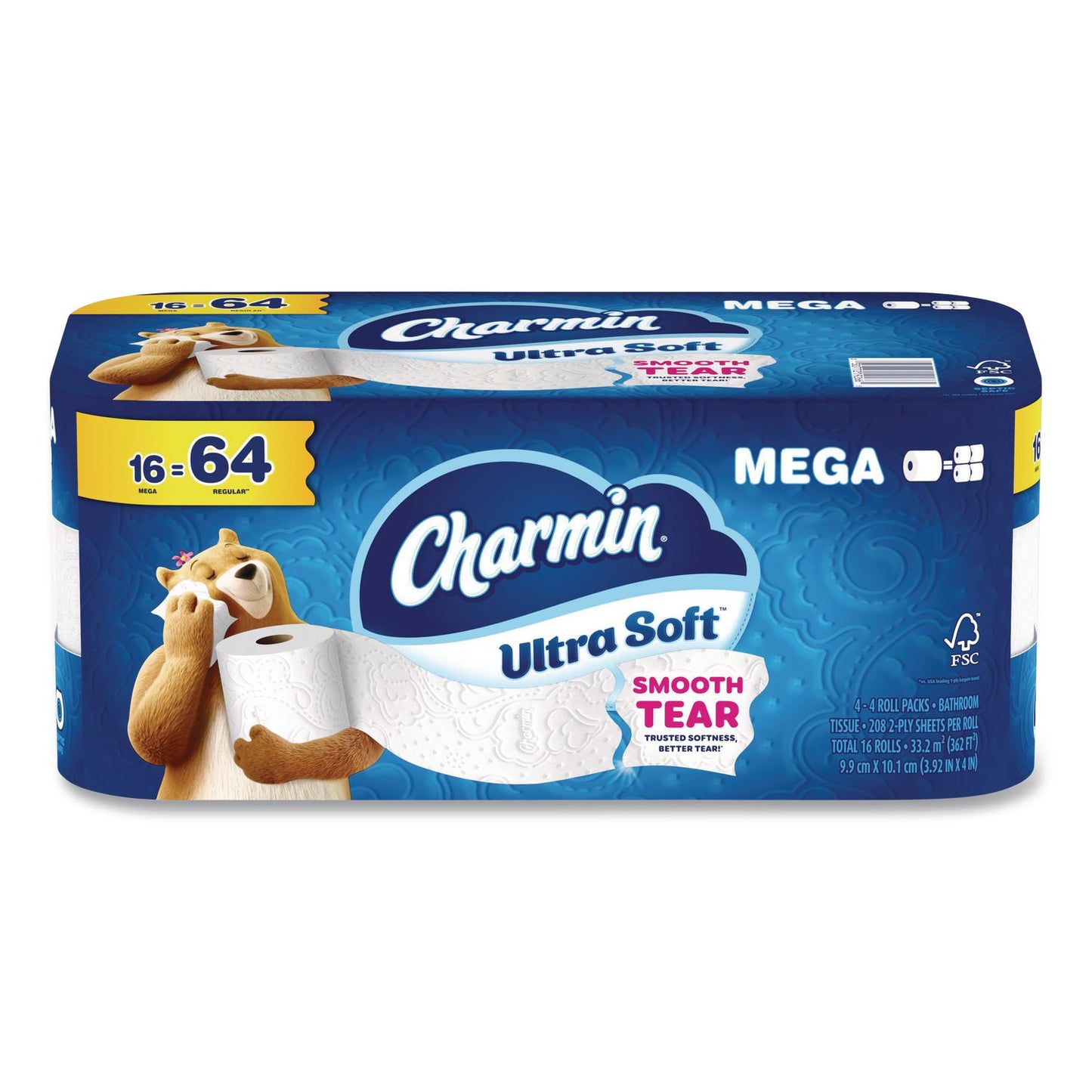 Charmin® Ultra Soft Bathroom Tissue, Septic Safe, 2-Ply, White, 208 Sheets/Roll, 16 Rolls/Carton (PGC19266)