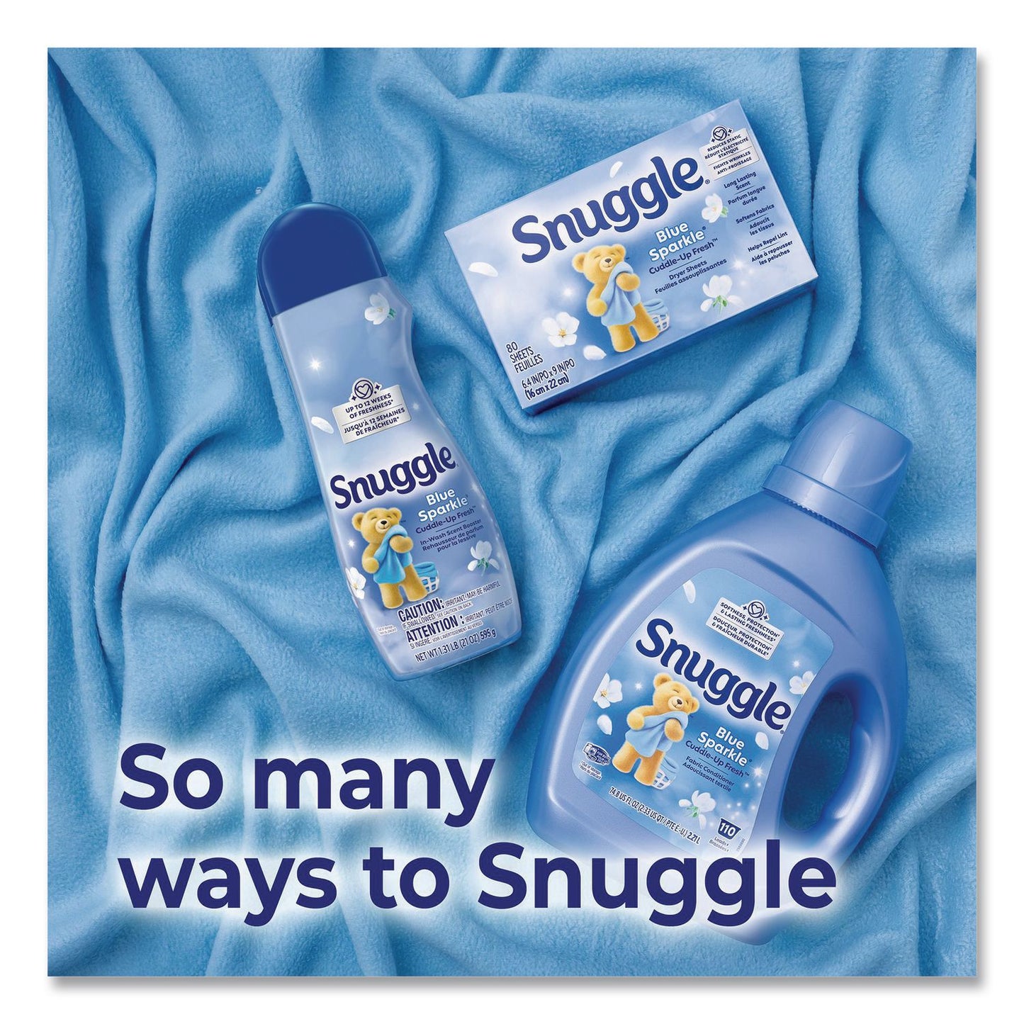 Snuggle® Blue Sparkle Cuddle-Up Fresh Liquid Fabric Conditioner, 66 oz Bottle, 6/Carton (DIA47452)