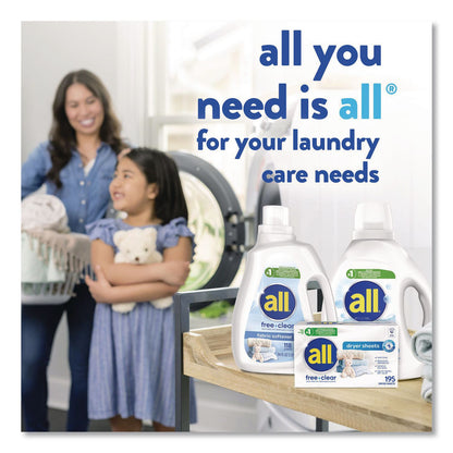 all® Free Clear Dryer Sheets, Fragrance Free, 195 Sheets/Packs, 6 Packs/Carton (DIA47362)