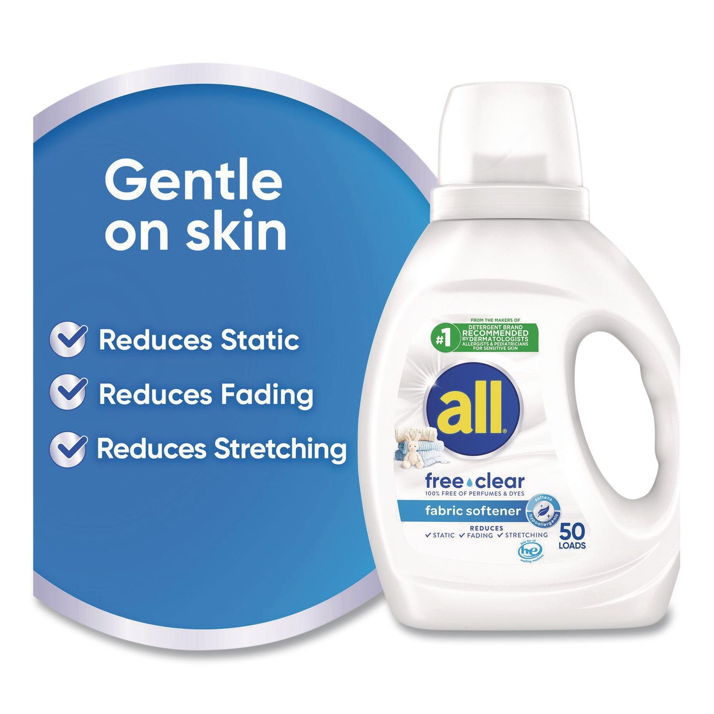 all® Free Clear Liquid Fabric Softener, Fragrance Free, 34 oz Bottle, 6/Carton (DIA47430)