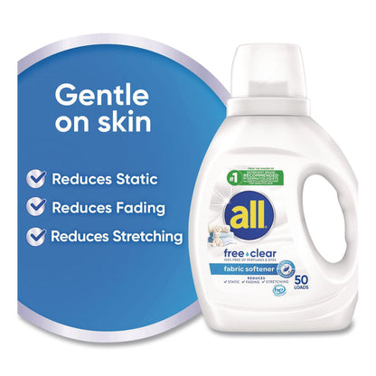 all® Free Clear Liquid Fabric Softener, Fragrance Free, 34 oz Bottle, 6/Carton (DIA47430)