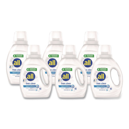 all® Free Clear Liquid Fabric Softener, Fragrance Free, 34 oz Bottle, 6/Carton (DIA47430)