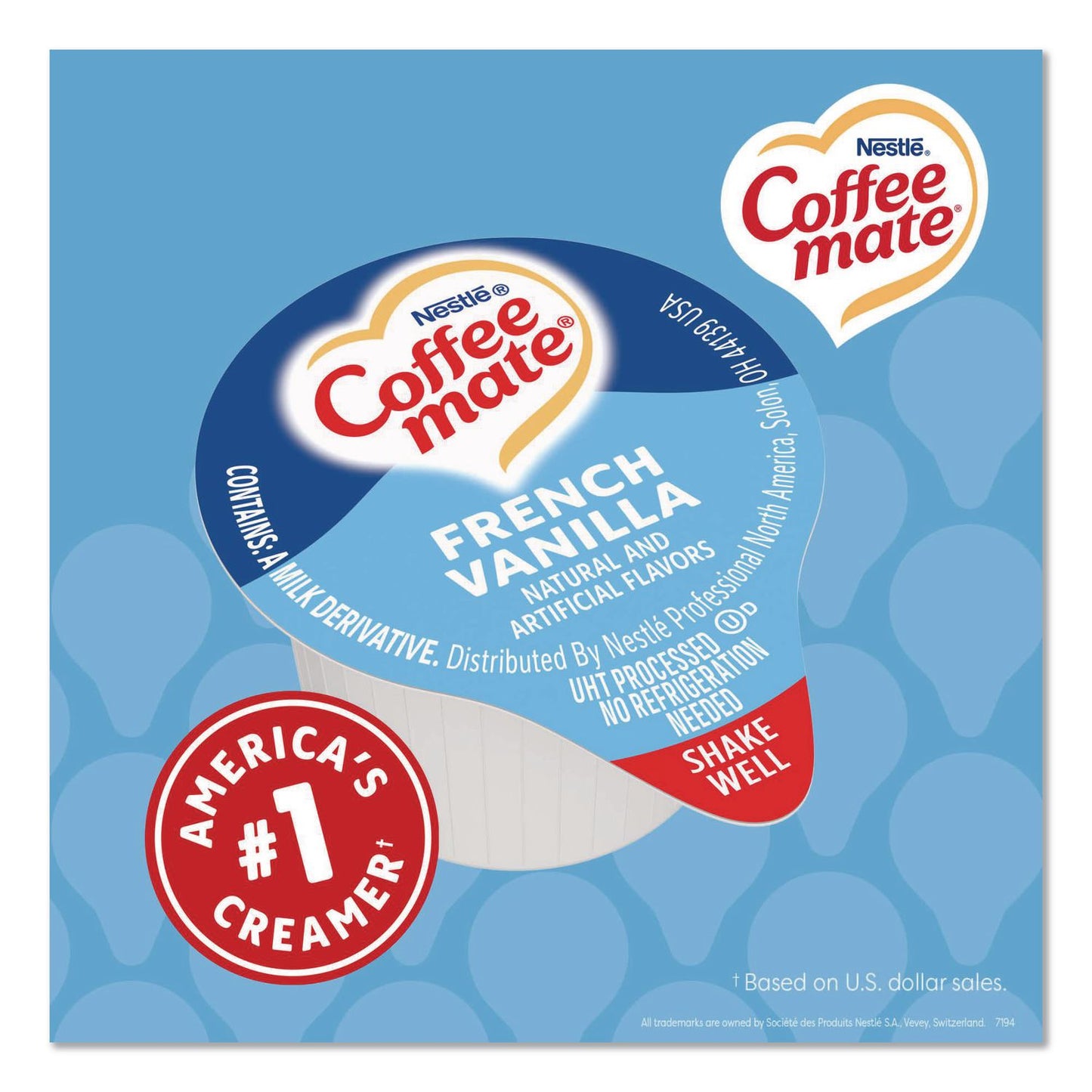Coffee mate® Liquid Coffee Creamer, French Vanilla, 0.38 oz Mini Cups, 360/Carton (NES48978)