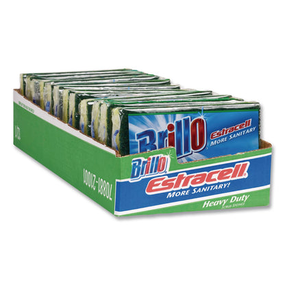 Brillo® Estracell Heavy Duty Scrub Sponge, 4.9 x 2.9, 0.8" Thick, Yellow/Green, 12/Carton (AMY21001)