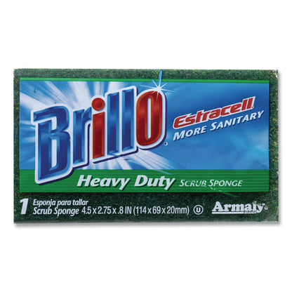 Brillo® Estracell Heavy Duty Scrub Sponge, 4.9 x 2.9, 0.8" Thick, Yellow/Green, 12/Carton (AMY21001)
