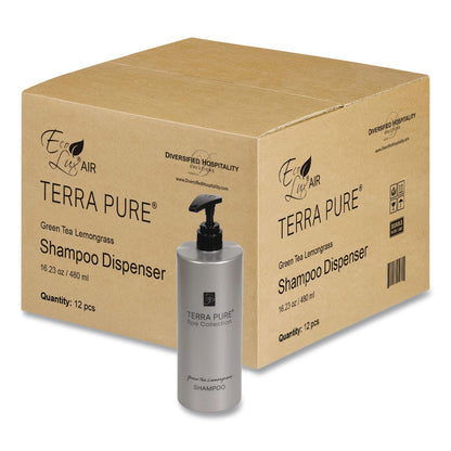 Diversified Hospitality Solutions Terra Pure Shampoo Air Pump, Green Tea Lemongrass Scent, 16.23 oz Bottle, 12/Carton (DHS458944)