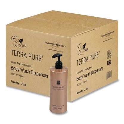 Diversified Hospitality Solutions Terra Pure Body Wash Air Pump, Green Tea Lemongrass, 16.23 oz Bottle, 12/Carton (DHS458968)