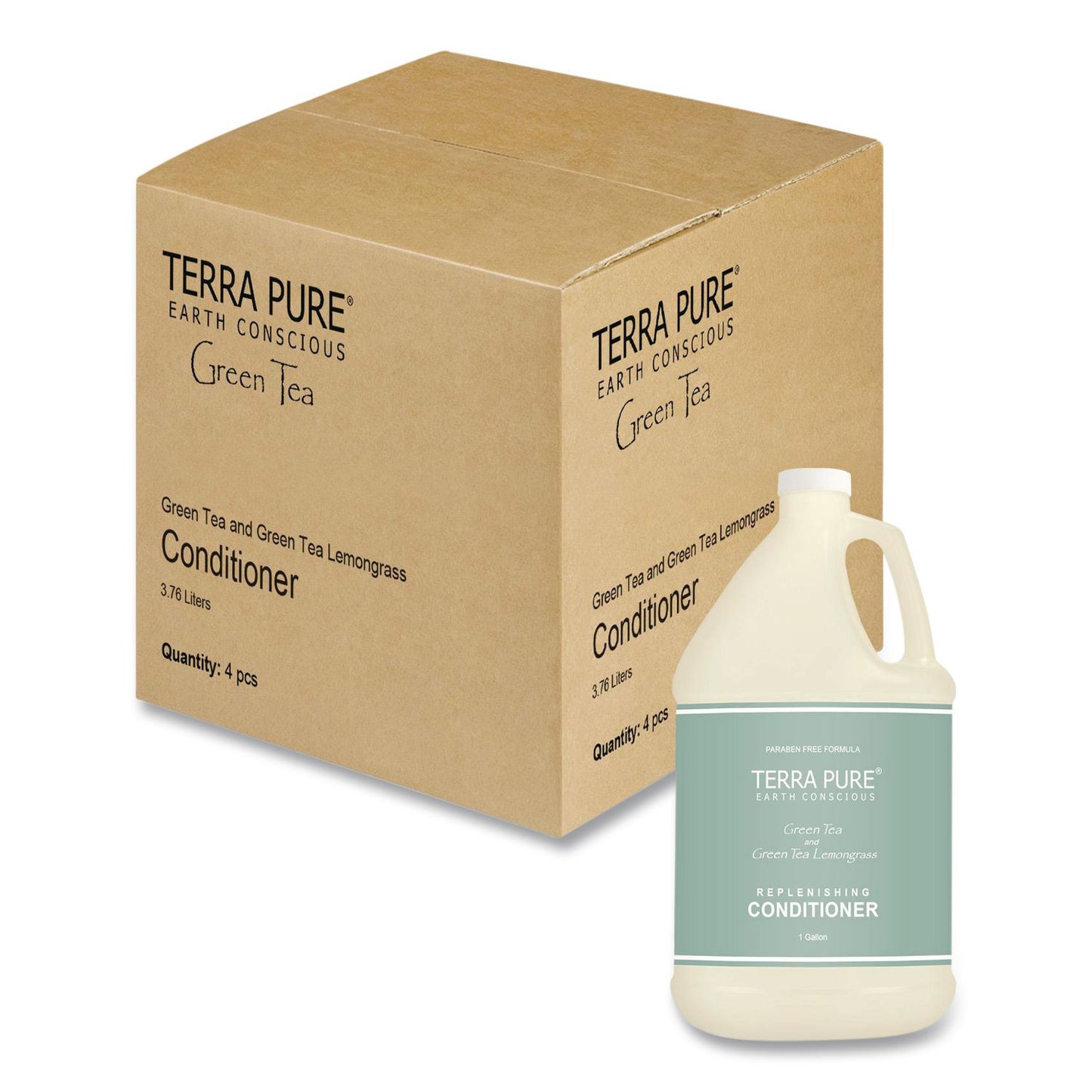 Diversified Hospitality Solutions Terra Pure Conditioner Gallon, Green Tea Lemongrass Scent, 1 gal Bottle, 4/Carton (DHS002256)
