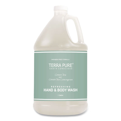 Diversified Hospitality Solutions Terra Pure Body Wash Gallon, Green Tea Lemongrass, 1 gal Bottle, 4/Carton (DHS002294)