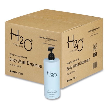 Diversified Hospitality Solutions H2O Therapy Body Wash Air Pump, White Tea and Lemongrass Scent, 16.23 oz Bottle, 12/Carton (DHS259829)