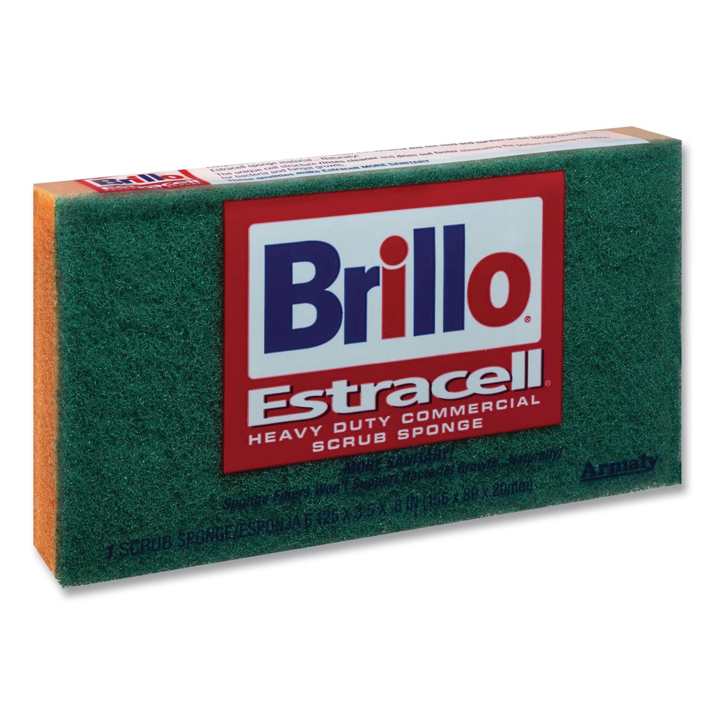 Brillo® Commercial Heavy Duty Scrub Sponge, 3.5 x 6.12, 0.8" Thick, Orange/Green,12/Carton (AMY21006)