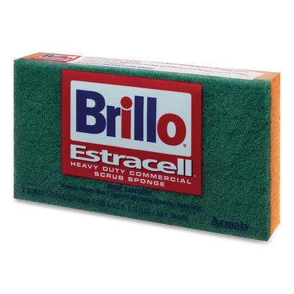 Brillo® Commercial Heavy Duty Scrub Sponge, 3.5 x 6.12, 0.8" Thick, Orange/Green,12/Carton (AMY21006)