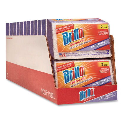Brillo® Estracell Bathroom Sponge, 4.5 x 2.75, 1.12" Thick, Purple/White, 2 Sponges/Pack, 12 Packs/Carton (AMY21024)