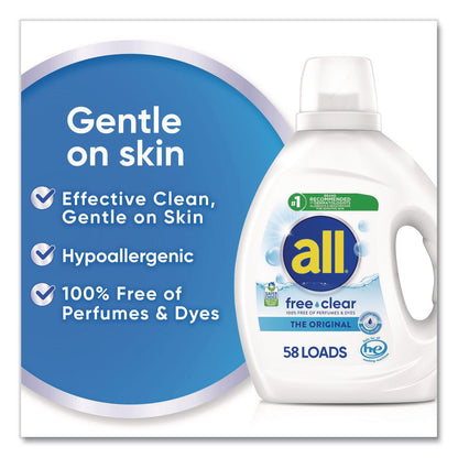 all® Free Clear HE Laundry Detergent, 58 Loads, Unscented, 73 oz Bottle, 6/Carton (DIA47415)