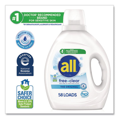all® Free Clear HE Laundry Detergent, 58 Loads, Unscented, 73 oz Bottle, 6/Carton (DIA47415)