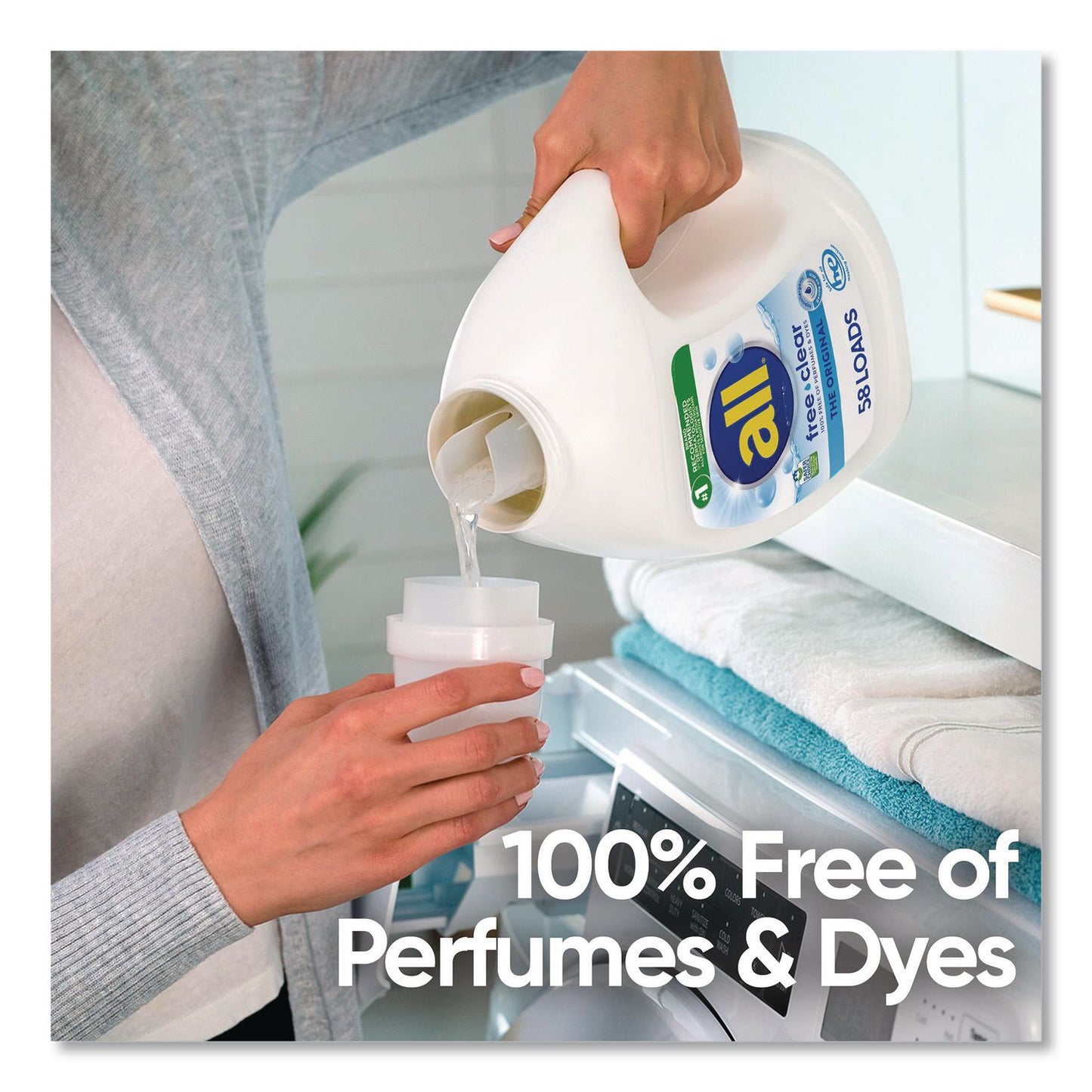 all® Free Clear HE Laundry Detergent, 58 Loads, Unscented, 73 oz Bottle, 6/Carton (DIA47415)