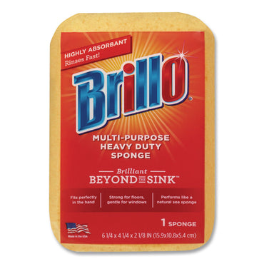 Brillo® Multi-Purpose Sponge, 4.25 x 6.25, 2.12" Thick, Yellow, 6/Carton (AMY22401)