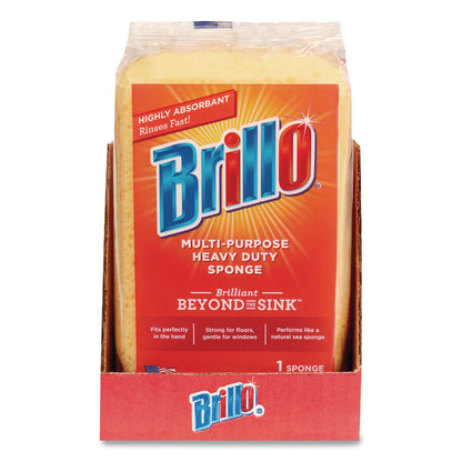 Brillo® Multi-Purpose Sponge, 4.25 x 6.25, 2.12" Thick, Yellow, 6/Carton (AMY22401)