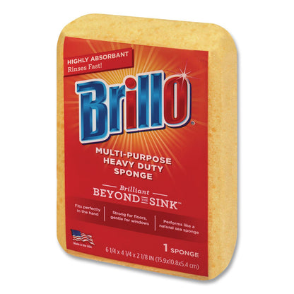 Brillo® Multi-Purpose Sponge, 4.25 x 6.25, 2.12" Thick, Yellow, 6/Carton (AMY22401)