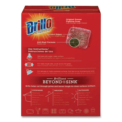 Brillo® Steel Wool Soap Pads, 2.5 x 3, Gray/Pink, 10 Pads/Box, 12 Boxes/Carton (AMY23310)