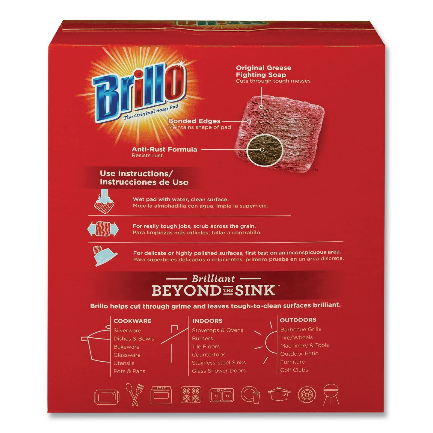 Brillo® Steel Wool Soap Pads, 2.5 x 3, Gray/Pink, 18 Pads/Box, 12 Boxes/Carton (AMY23318)