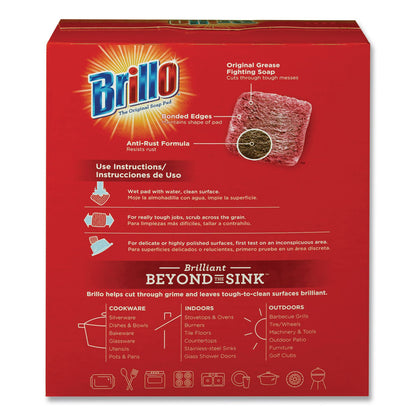 Brillo® Steel Wool Soap Pads, 2.5 x 3, Gray/Pink, 18 Pads/Box, 12 Boxes/Carton (AMY23318)