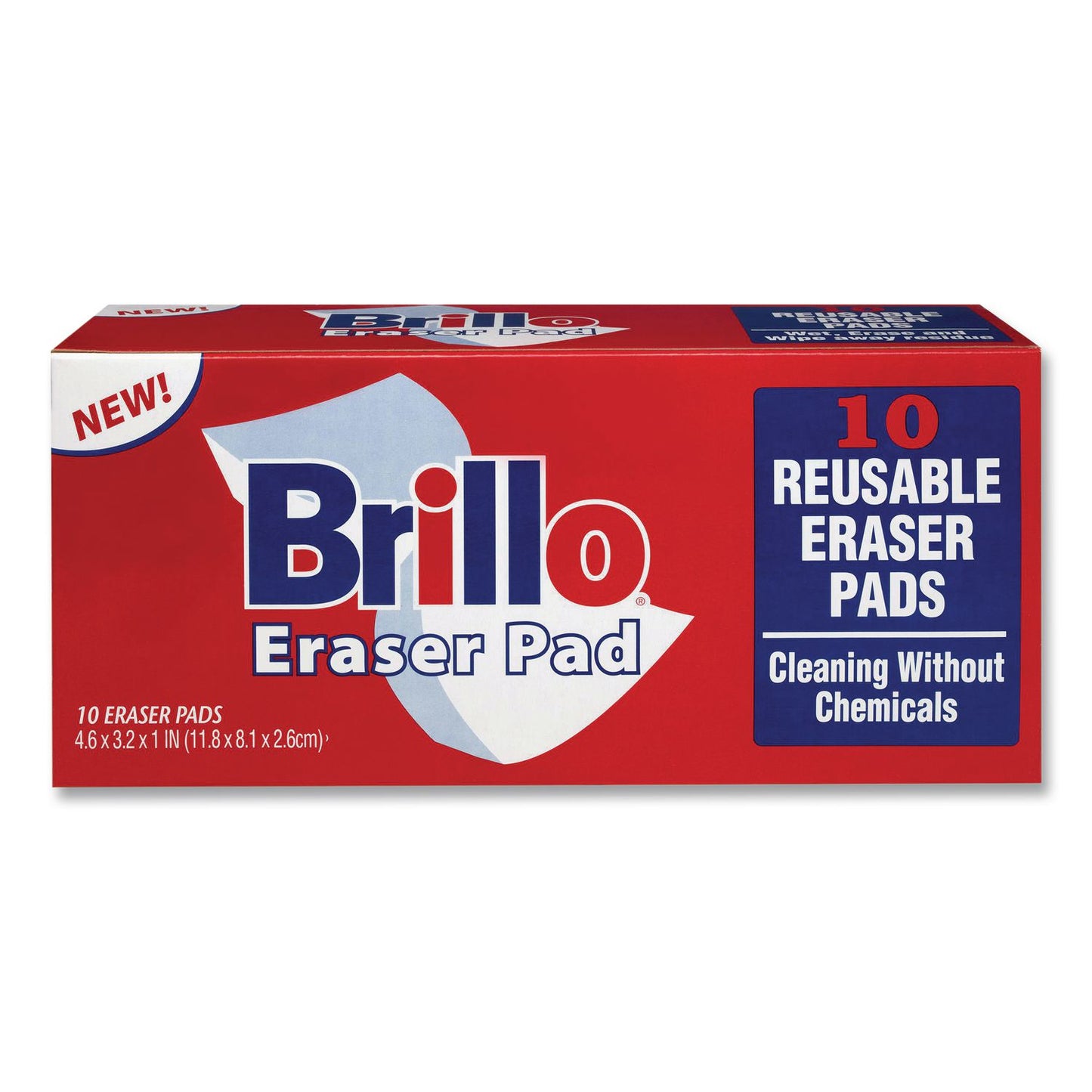 Brillo® Commercial Eraser Pads, 3.2 x 4.6, 1" Thick, White, 10 Erasers/Box, 12 Boxes/Carton (AMY56102)