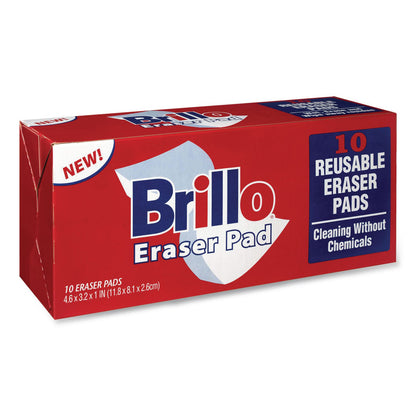 Brillo® Commercial Eraser Pads, 3.2 x 4.6, 1" Thick, White, 10 Erasers/Box, 12 Boxes/Carton (AMY56102)