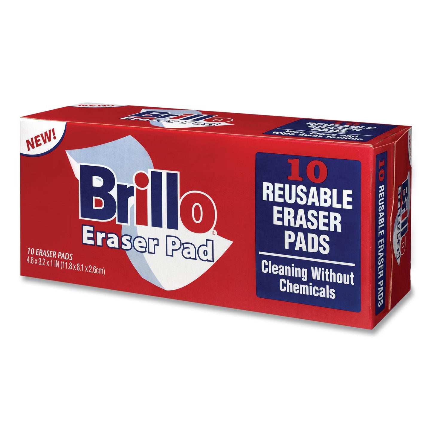 Brillo® Commercial Eraser Pads, 3.2 x 4.6, 1" Thick, White, 10 Erasers/Box, 12 Boxes/Carton (AMY56102)
