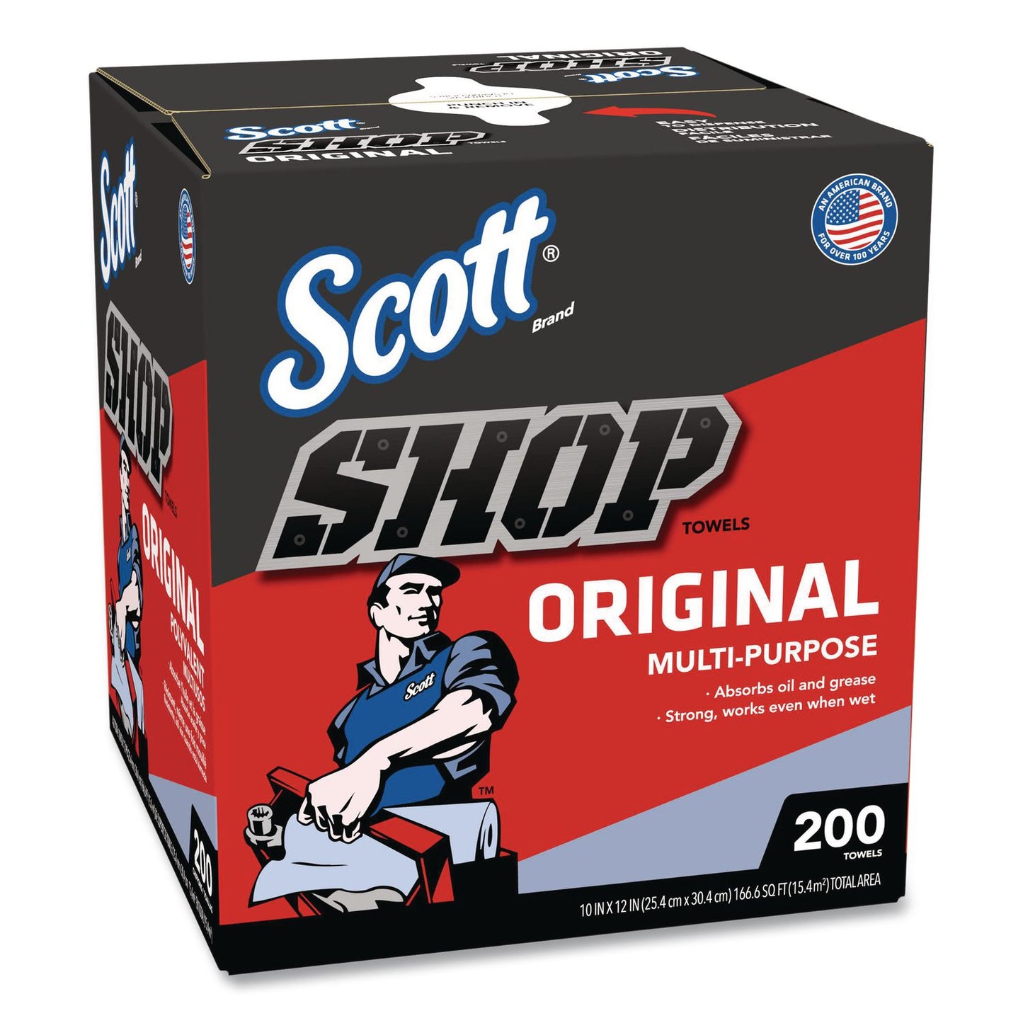 Scott® Shop Towels Original, 1-Ply, 9 x 12, Unscented, Blue, 200/Box (KCM75190BX)