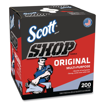 Scott® Shop Towels Original, 1-Ply, 9 x 12, Unscented, Blue, 200/Box (KCM75190BX)