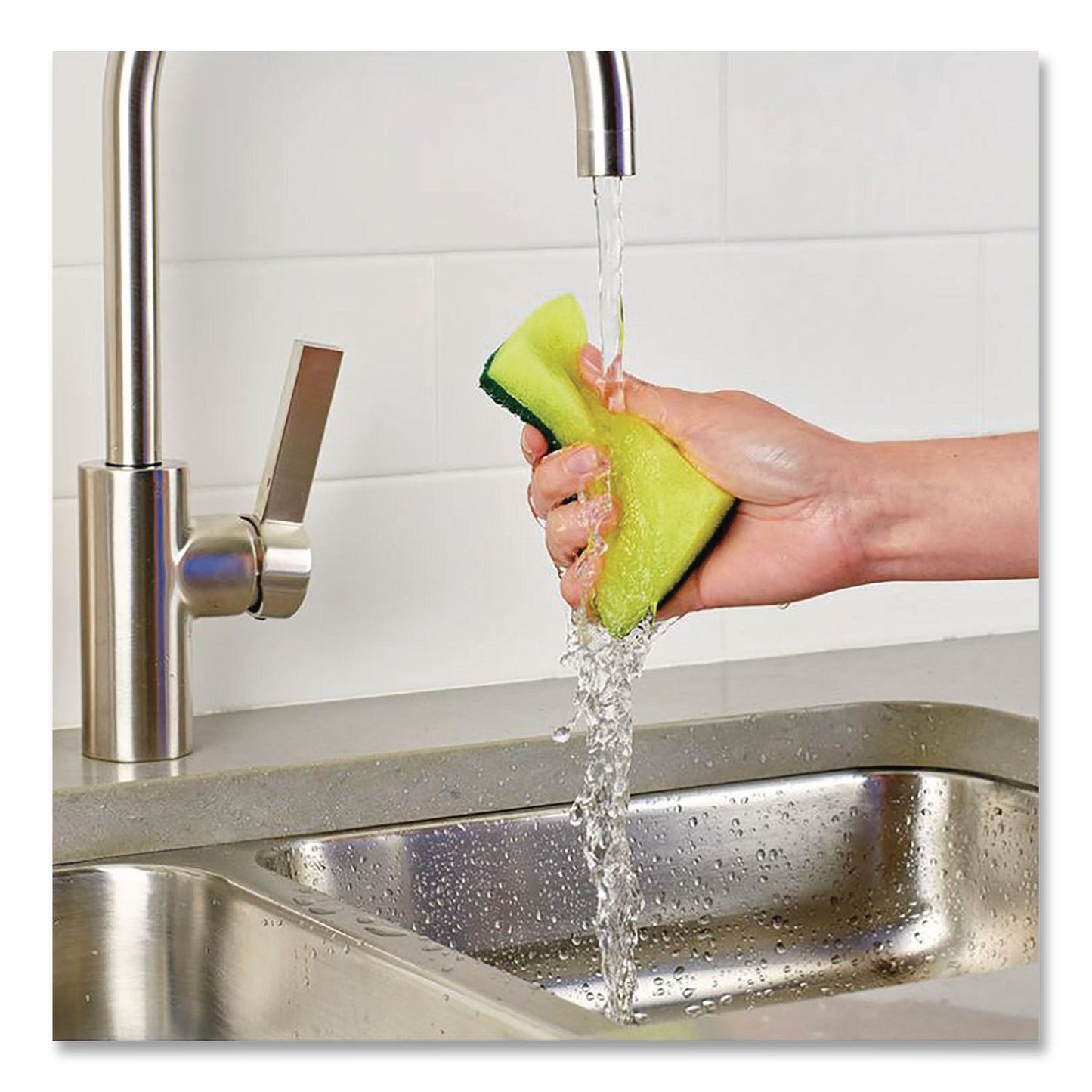 Brillo® Estracell Heavy Duty Scrub Sponge, 4.9 x 2.9, 0.8" Thick, Yellow/Green, 12/Carton (AMY21001)