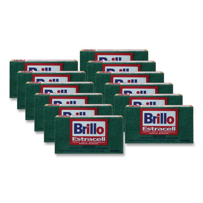 Brillo® Commercial Heavy Duty Scrub Sponge, 3.5 x 6.12, 0.8" Thick, Orange/Green,12/Carton (AMY21006)