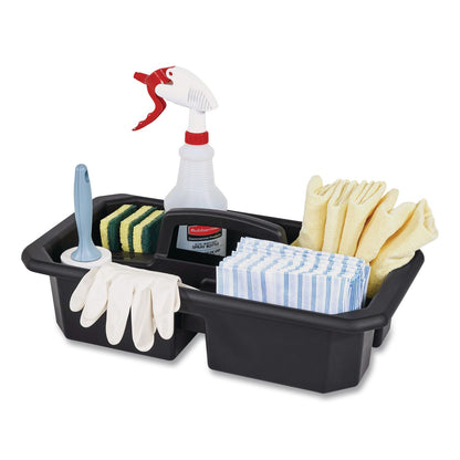Rubbermaid® Commercial Cleaning Caddy, Compatible with Full Size and Compact Housekeeping Carts, Plastic, Black, 6/Carton (RCP2202586)
