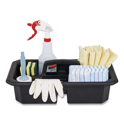 Rubbermaid® Commercial Cleaning Caddy, Compatible with Full Size and Compact Housekeeping Carts, Plastic, Black, 6/Carton (RCP2202586)