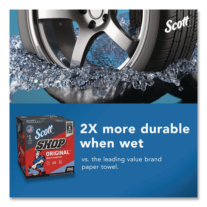Scott® Shop Towels Original, 1-Ply, 9 x 12, Unscented, Blue, 200/Box (KCM75190BX)