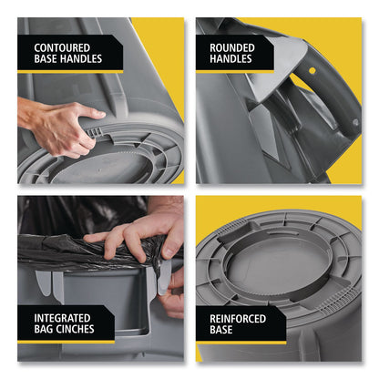 Rubbermaid® Commercial Brute Container, 55 gal, Resin, Black, 3/Carton (RCP17797393)