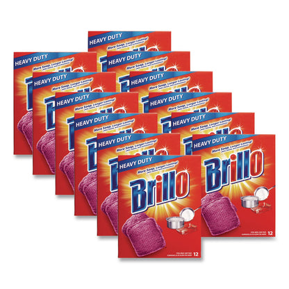 Brillo® Steel Wool Soap Pads, 3 x 3, Gray/Pink, 12 Pads/Box, 12 Boxes/Carton (AMY53335)