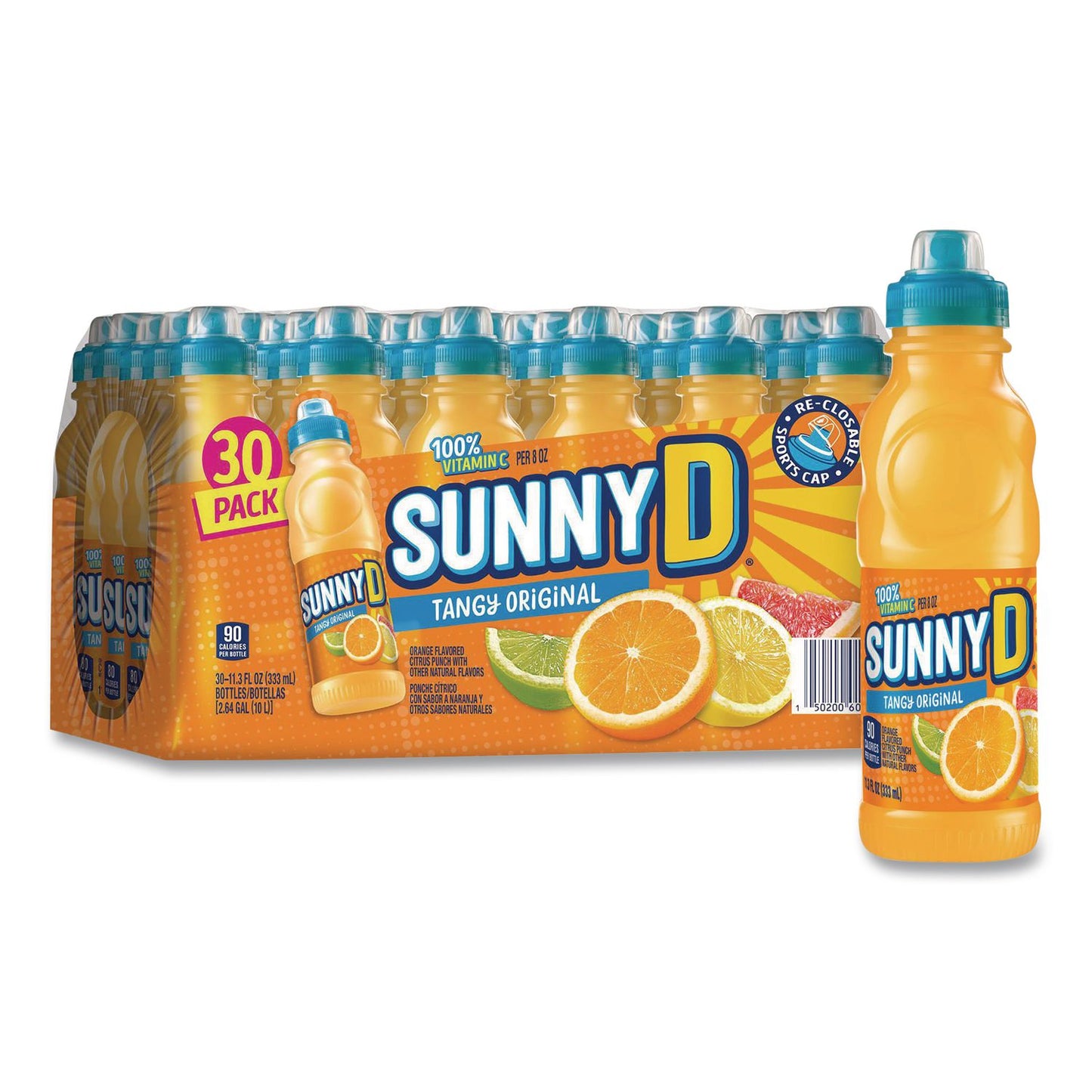 SUNNY D® Tangy Original Sport Bottle, Orange, 11.3 oz Bottle, 30/Carton (GRR22002659)
