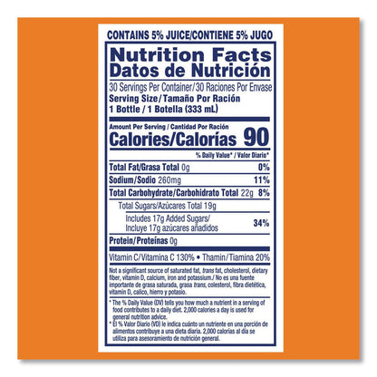 SUNNY D® Tangy Original Sport Bottle, Orange, 11.3 oz Bottle, 30/Carton (GRR22002659)