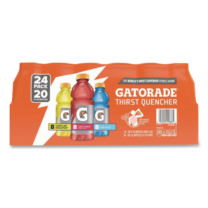 Gatorade® Rainbow Variety Pack, Cool Blue/Fruit Punch/Lemon Lime, 20 oz Bottle, 24/Carton (GRR22002675)