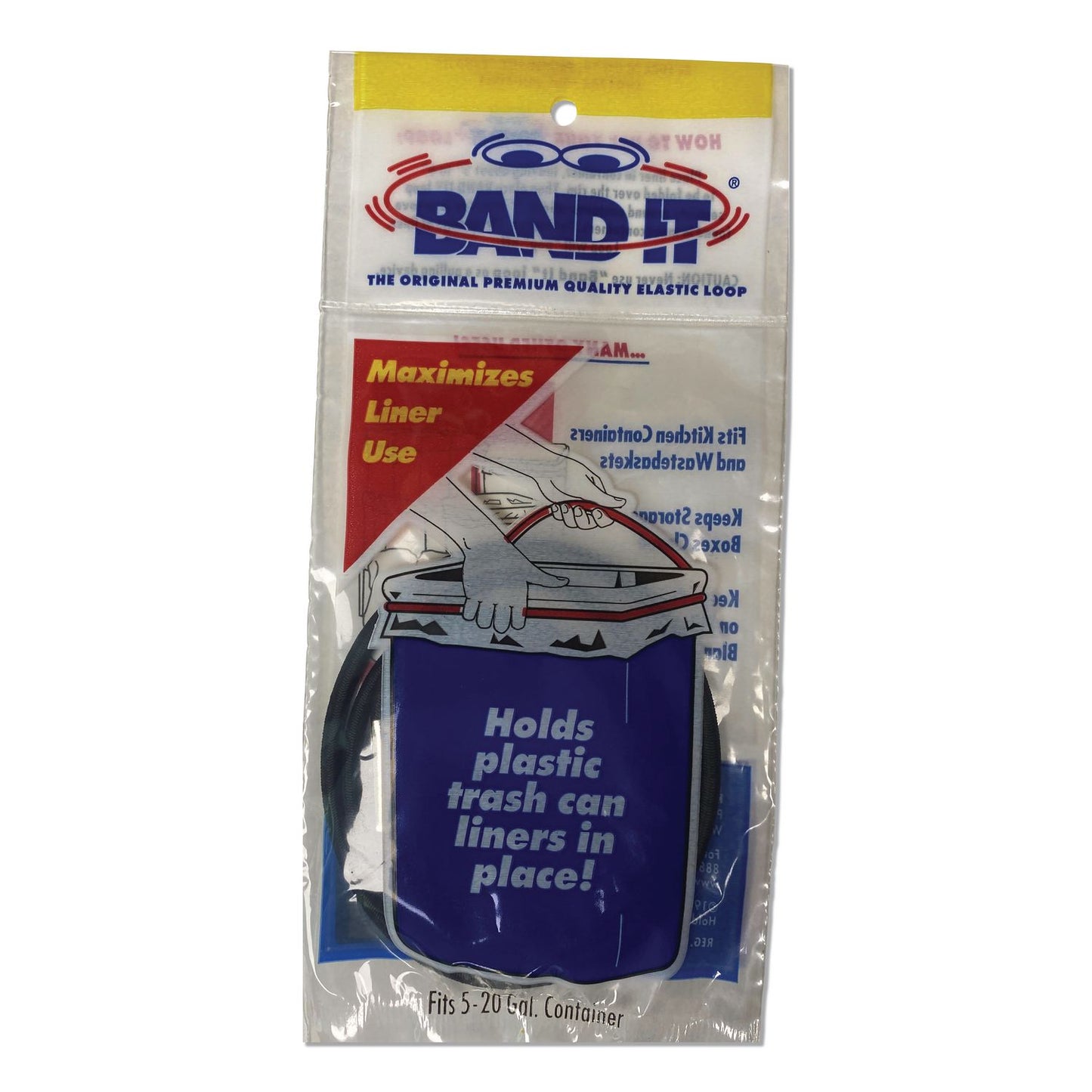 BAND IT® Trash Can Loops, for 5 gal to 20 gal Can, 0.25" x 16", Black, 36/Carton (AMY40515)