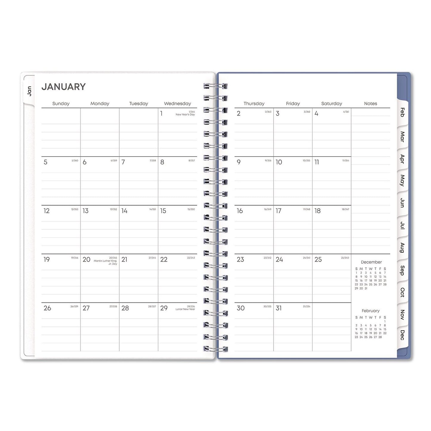 Blue Sky® Lindley Weekly/Monthly Planner, Lindley Floral Artwork, 8 x 5, White/Blue/Green Cover, 12-Month (Jan to Dec): 2026 (BLS101579)