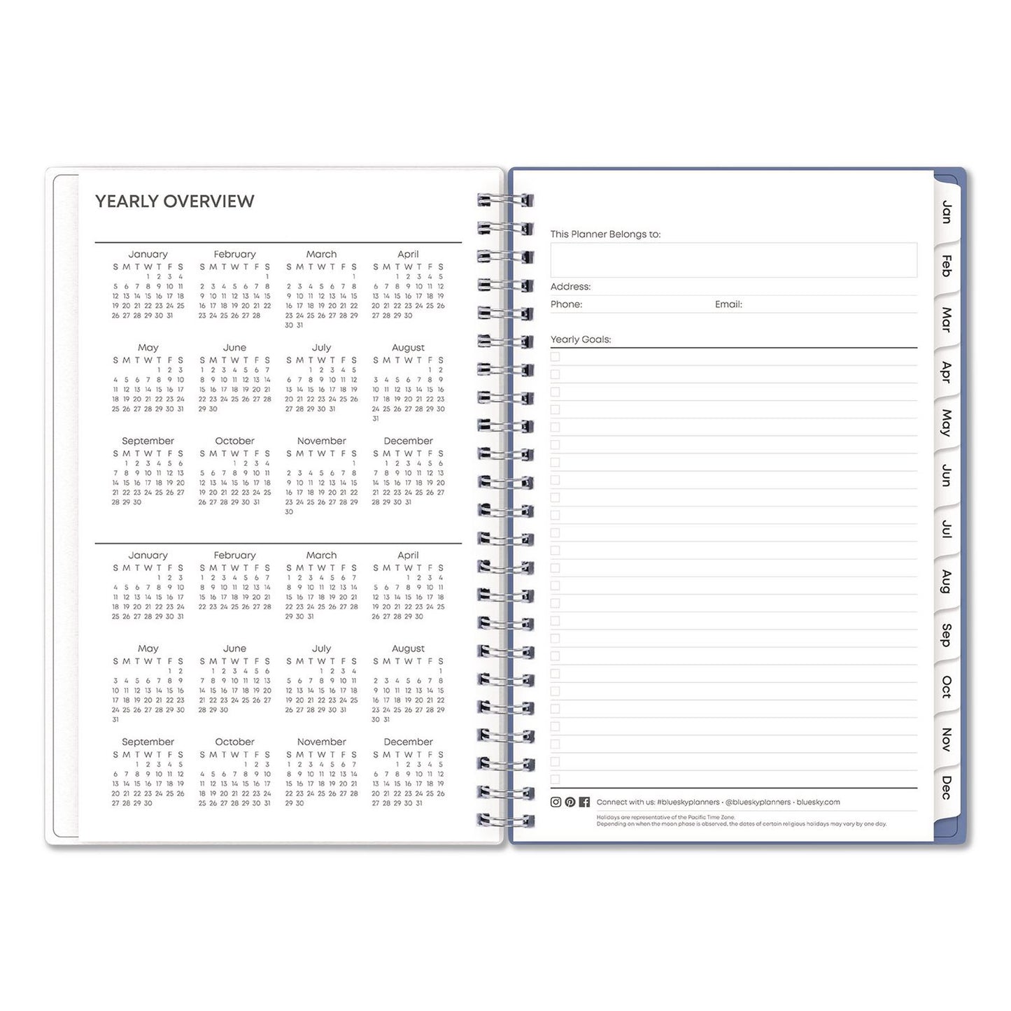 Blue Sky® Lindley Weekly/Monthly Planner, Lindley Floral Artwork, 8 x 5, White/Blue/Green Cover, 12-Month (Jan to Dec): 2026 (BLS101579)