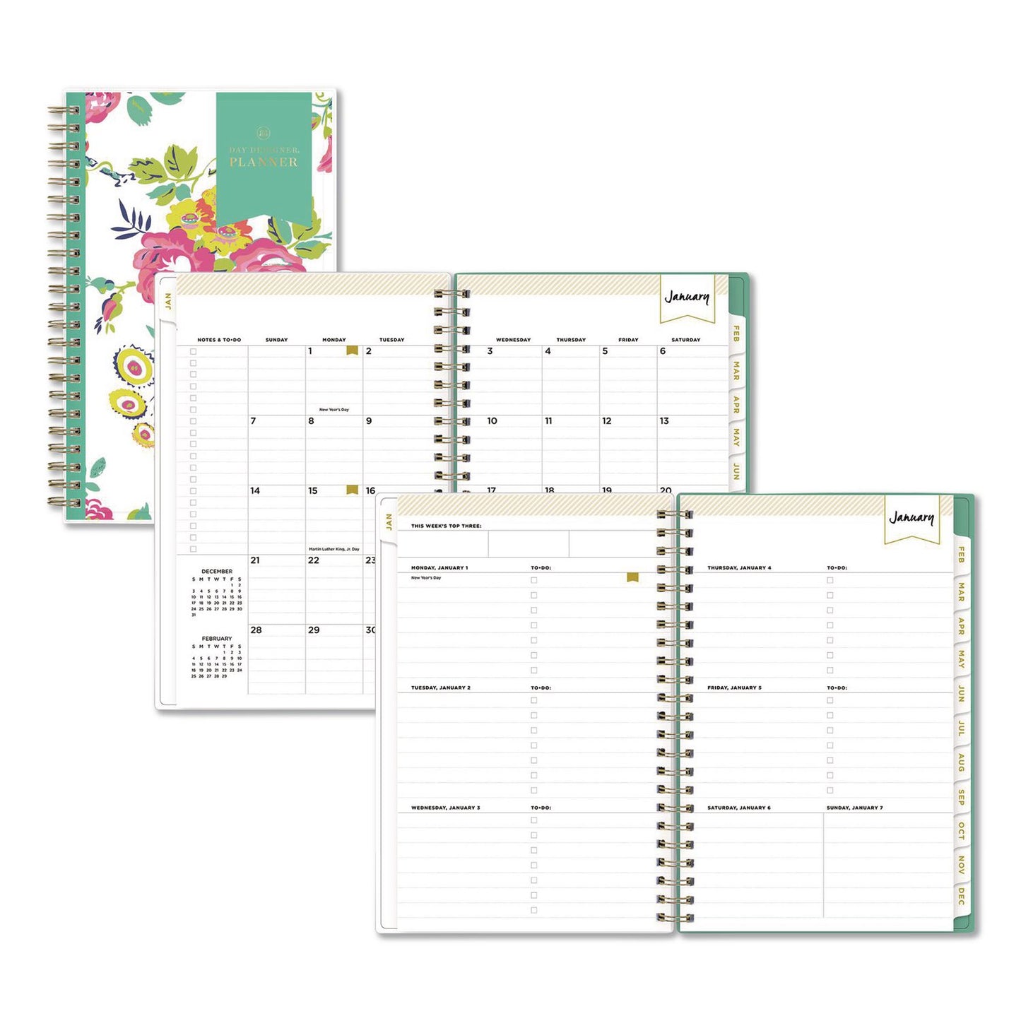 Blue Sky® Day Designer Peyton Create-Your-Own Cover Weekly/Monthly Planner, Floral Artwork, 8 x 5, White, 12-Month (Jan-Dec): 2026 (BLS103619)