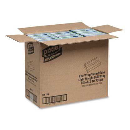 Dixie® Dry Wax Light Weight Deli Paper, 15.12 x 10.75, 500/Pack, 12 Packs/Carton (DXERW156)