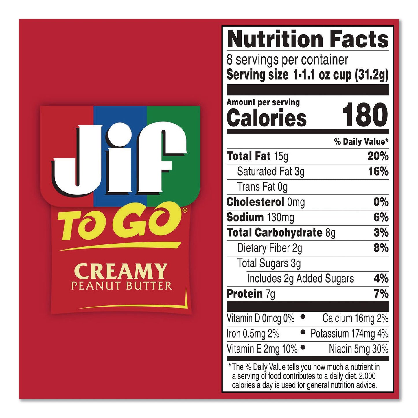 Jif® Creamy Peanut Butter Cups, 1.1 oz Cup, 8/Box (SMU65642)