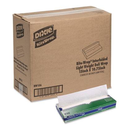 Dixie® Dry Wax Light Weight Deli Paper, 15.12 x 10.75, 500/Pack, 12 Packs/Carton (DXERW156)