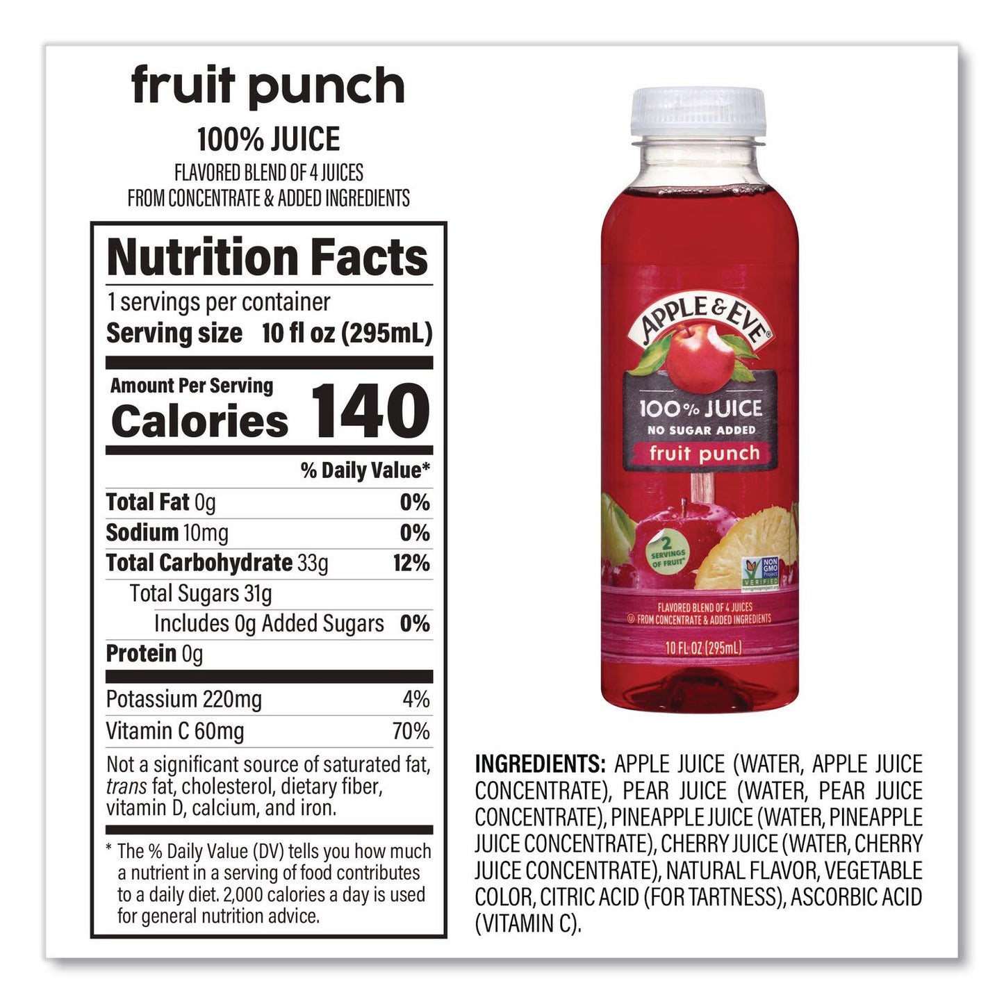 Apple & Eve® 100% Fruit Juice Variety Pack, Assorted Flavors, 10 oz Bottle, 24/Carton (GRR22002662)