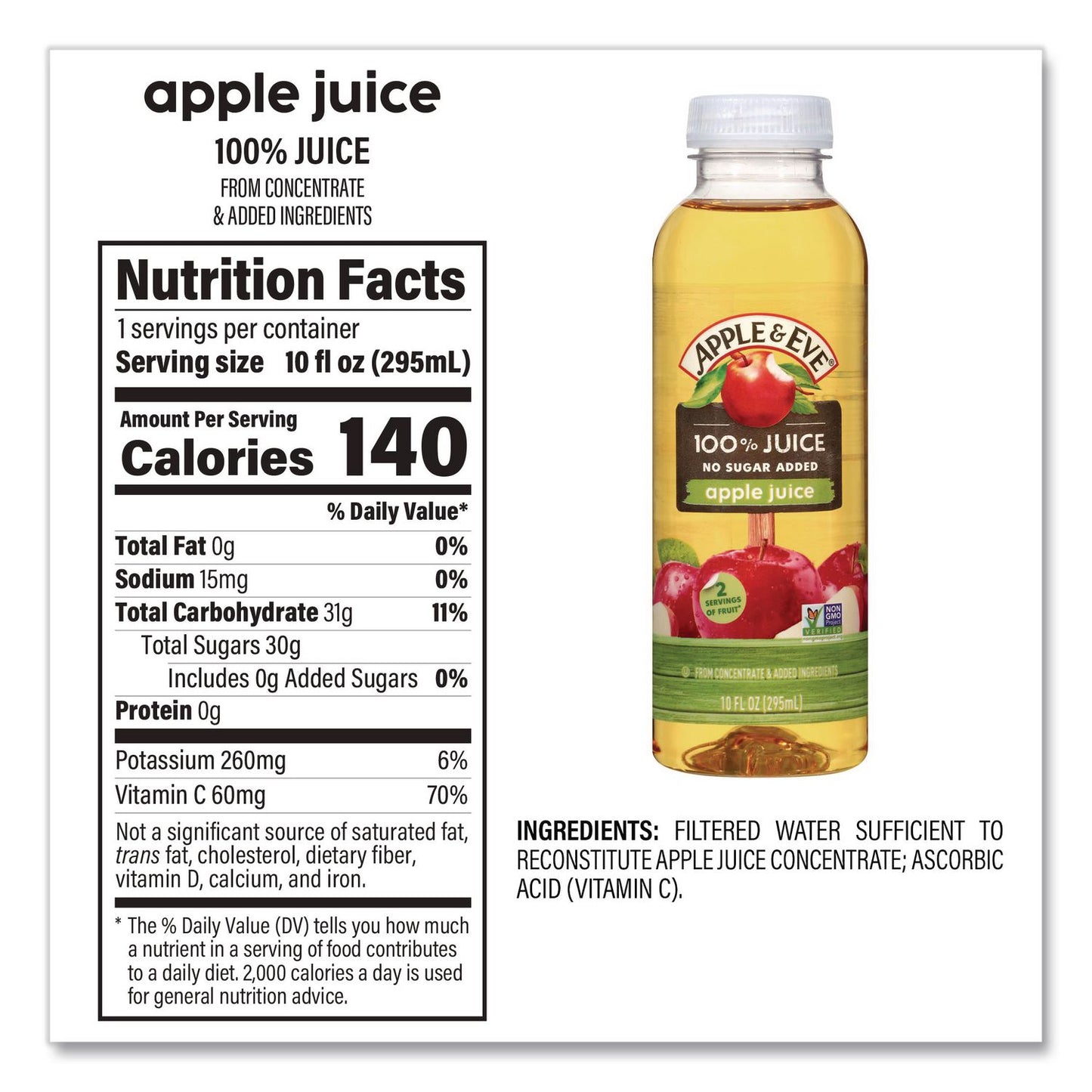 Apple & Eve® 100% Fruit Juice Variety Pack, Assorted Flavors, 10 oz Bottle, 24/Carton (GRR22002662)